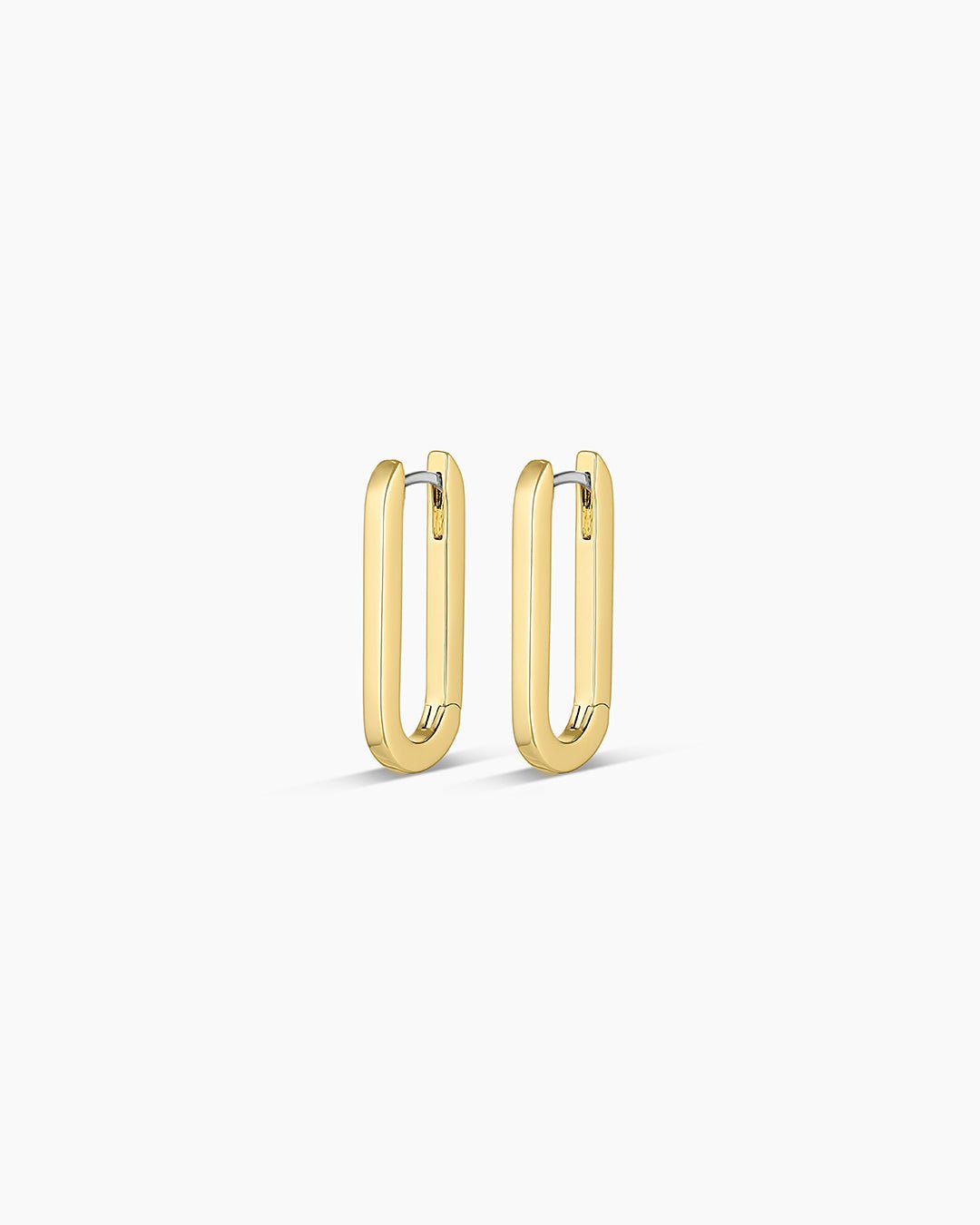 18k Gold Plated Rectangle Huggies,Parker Huggies, rectangle hoops, link hoops || option::18k Gold Plated