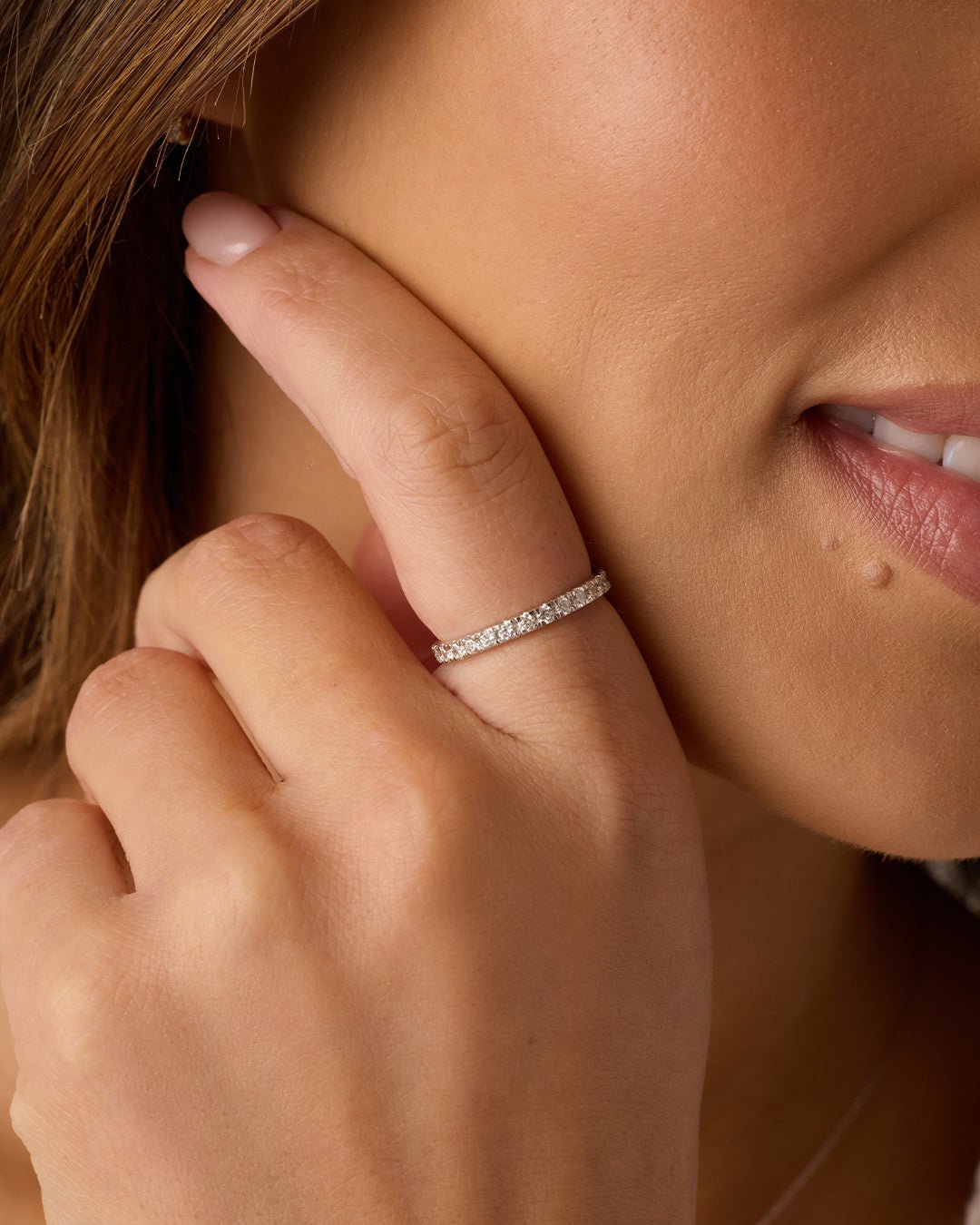 Lab Grown Diamond Eternity Ring || option::14k Solid White Gold, 2mm