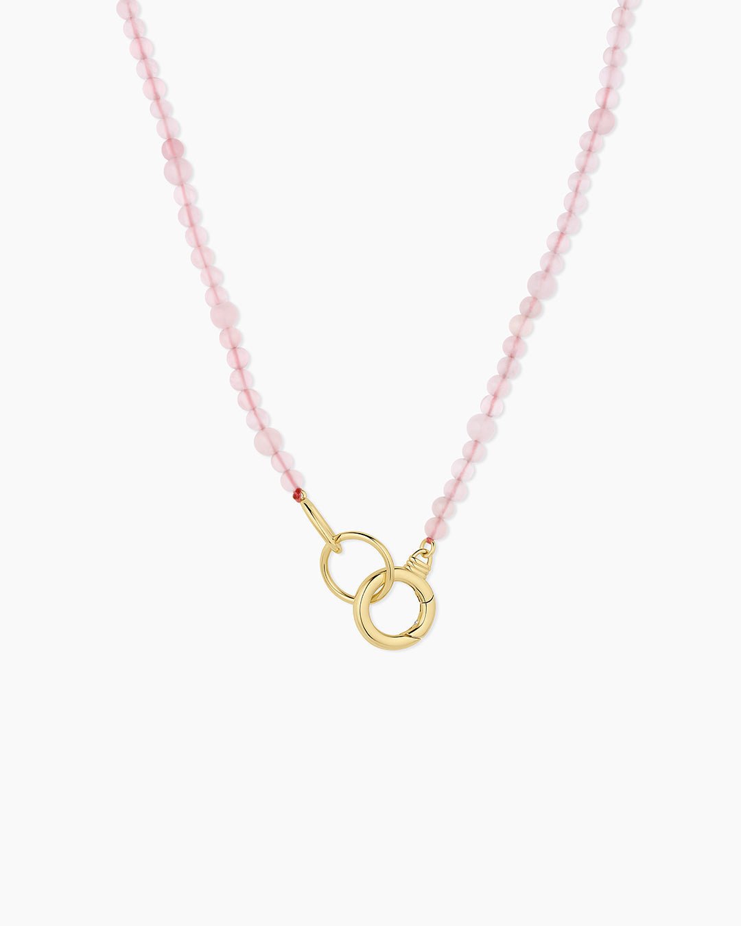 Power Gemstone Beaded Necklace || option::18k Gold Plated, Rose Quartz - Love