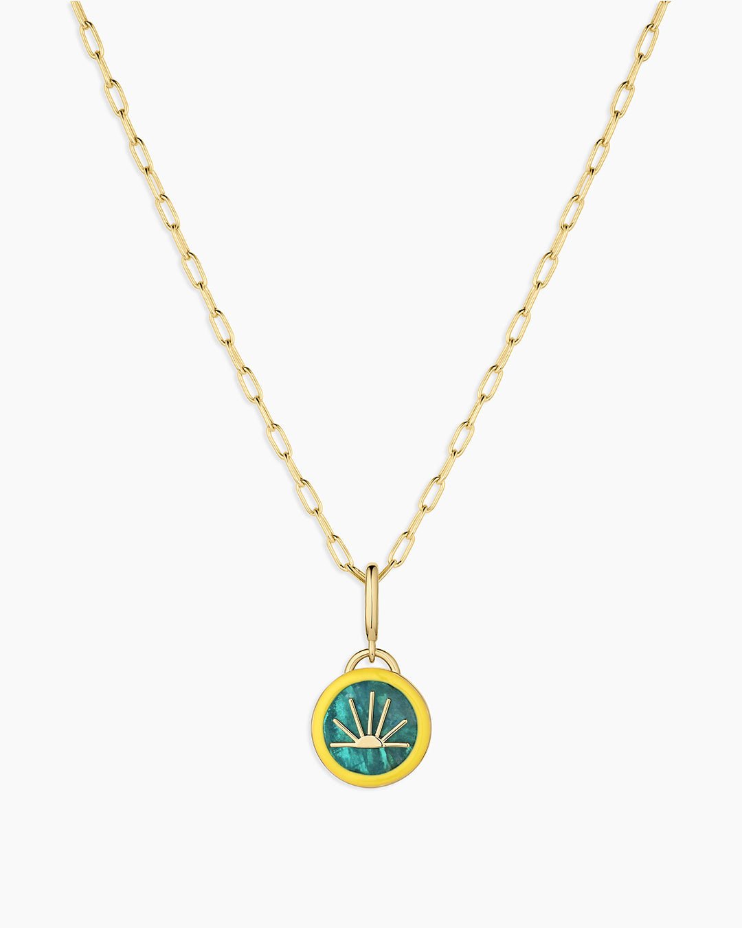 Power Gemstone Parker Charm Necklace Inspiration || option::18k Gold Plated, Apatite - Inspiration
