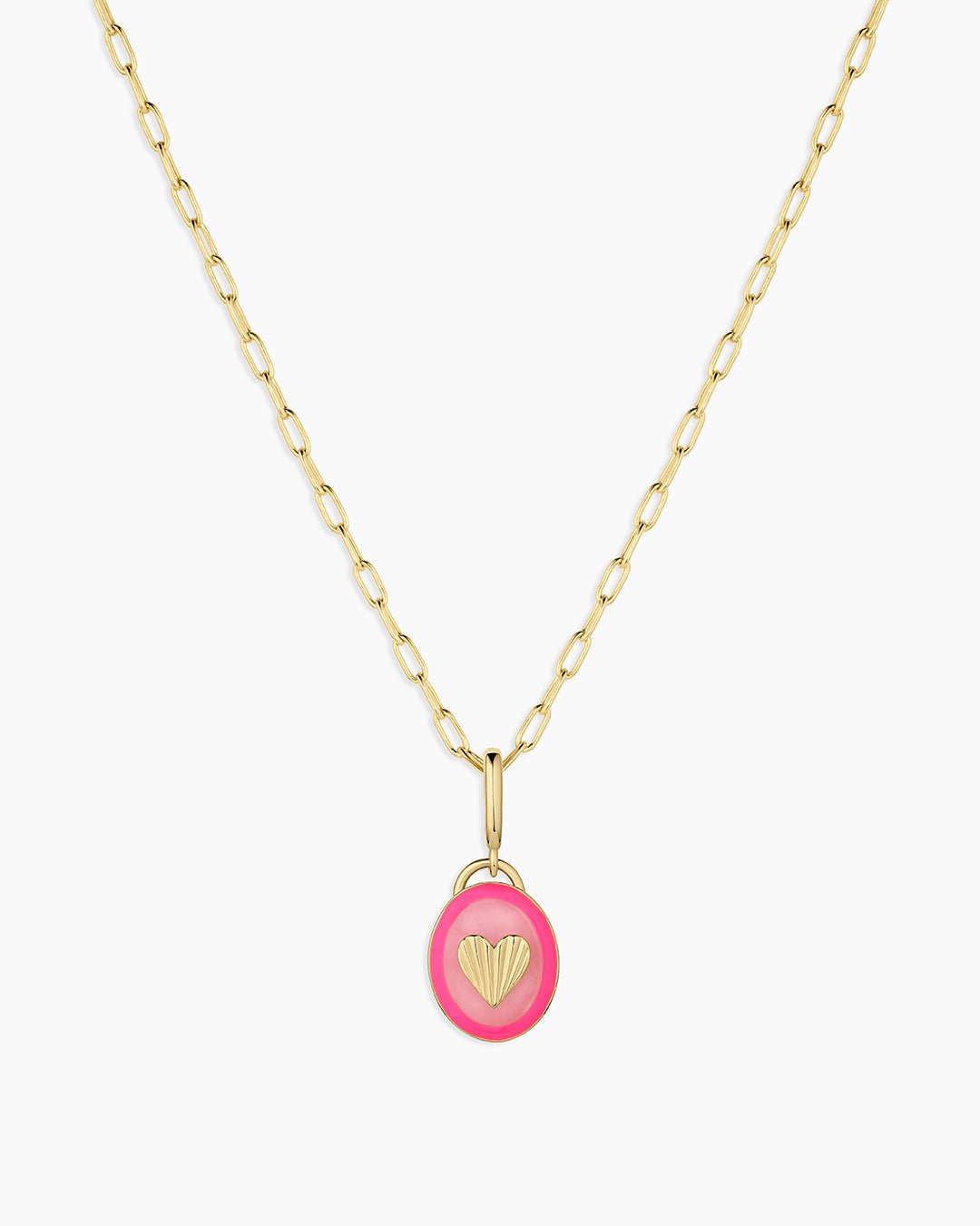 Power Gemstone Parker Charm Necklace Love || option::18k Gold Plated, Rose Quartz - Love