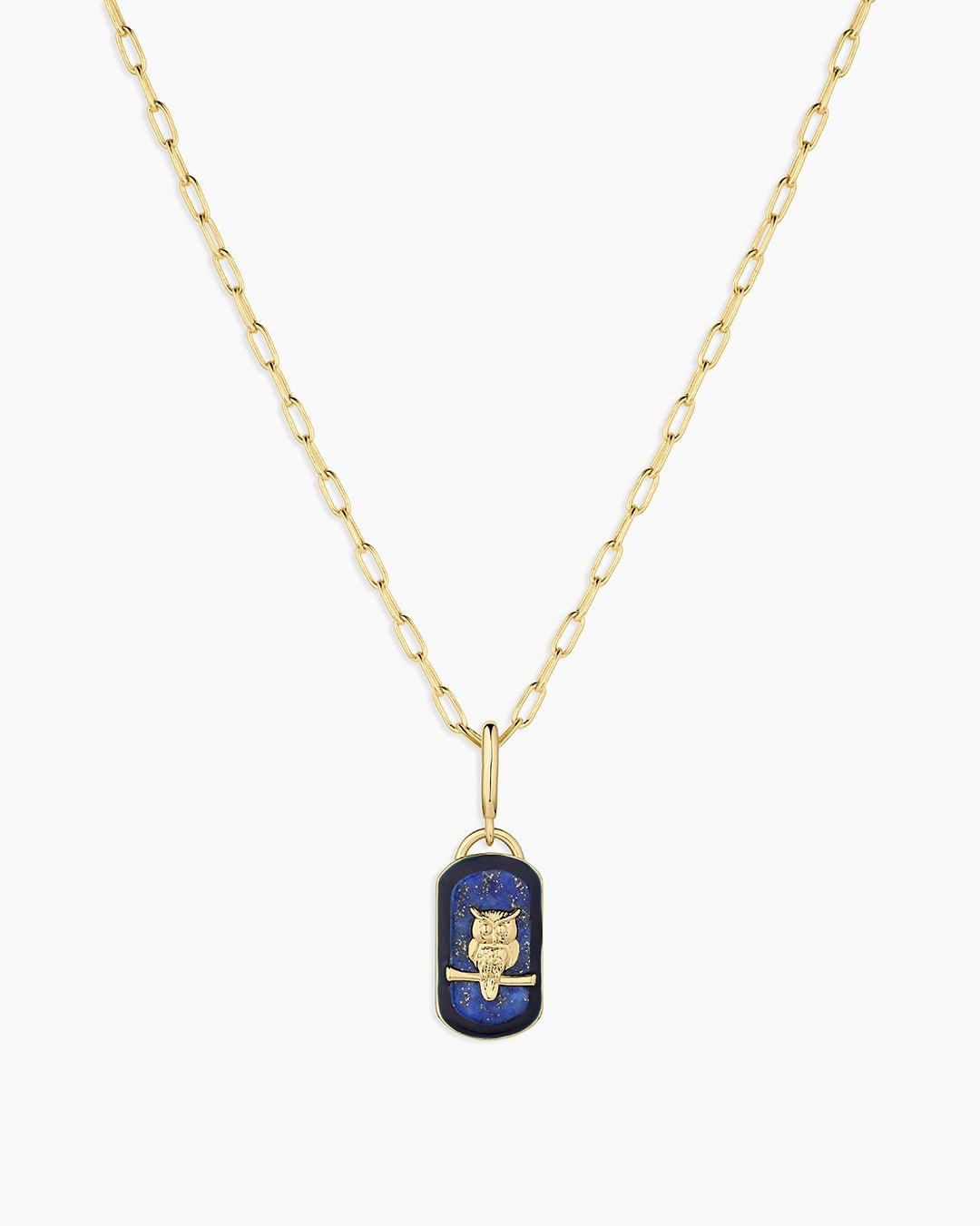 Power Gemstone Parker Charm Necklace Wisdom || option::18k Gold Plated, Lapis - Wisdom
