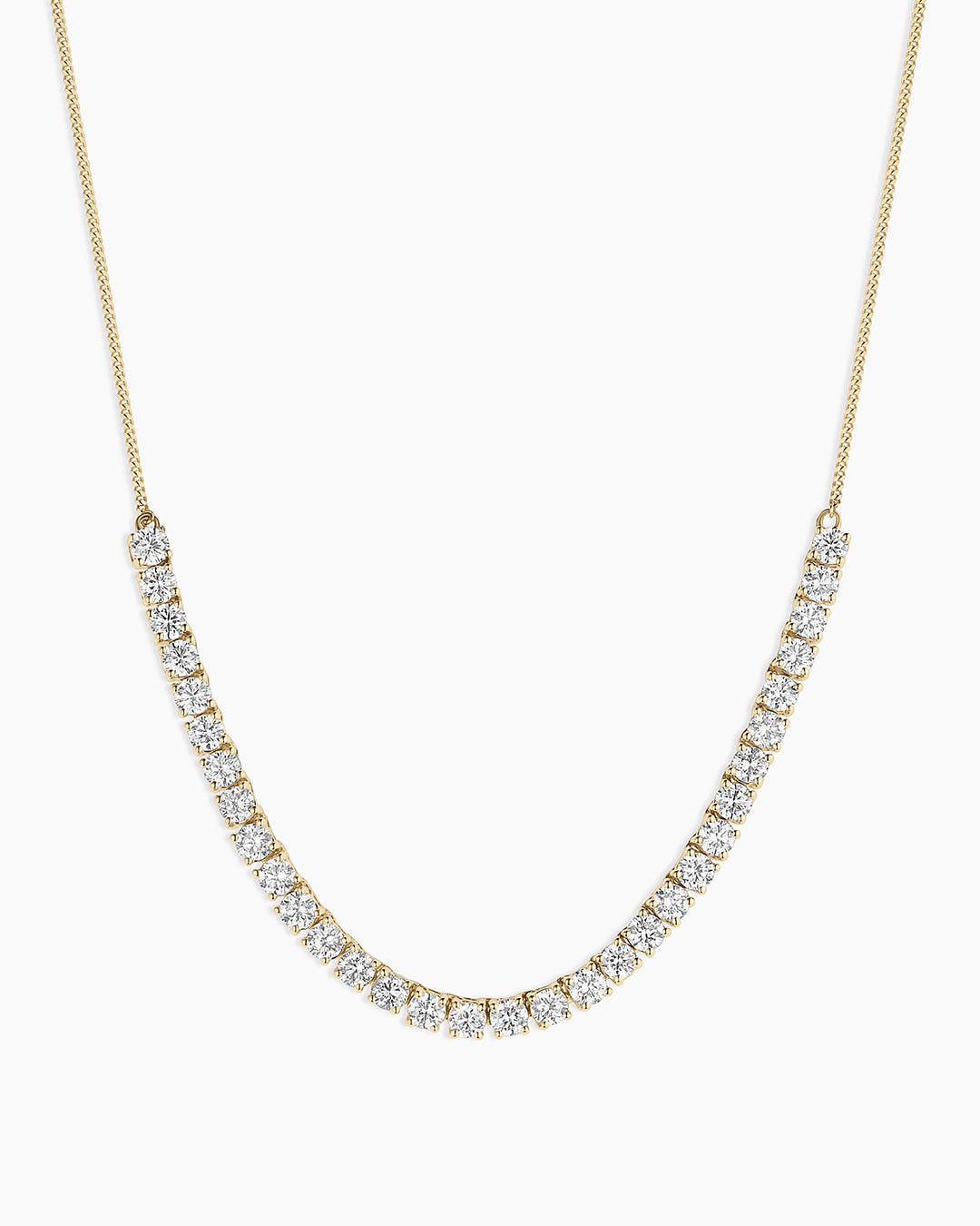 Lab Grown Diamond Tennis Row Necklace || option::14k Solid Gold