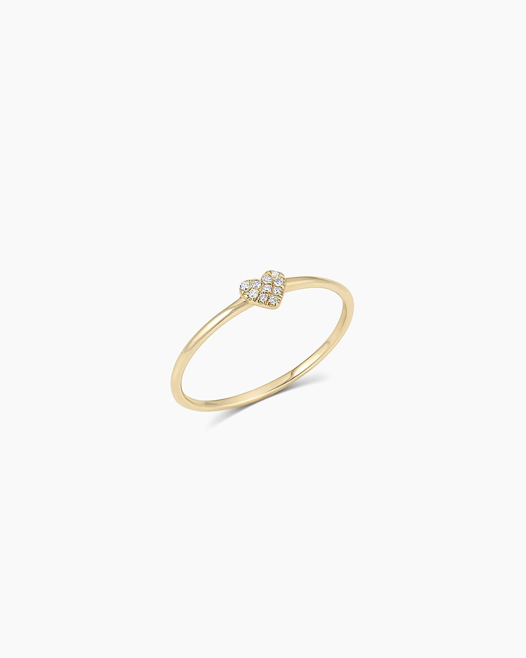 Diamond Pavé Heart Ring || option::14k Solid Gold