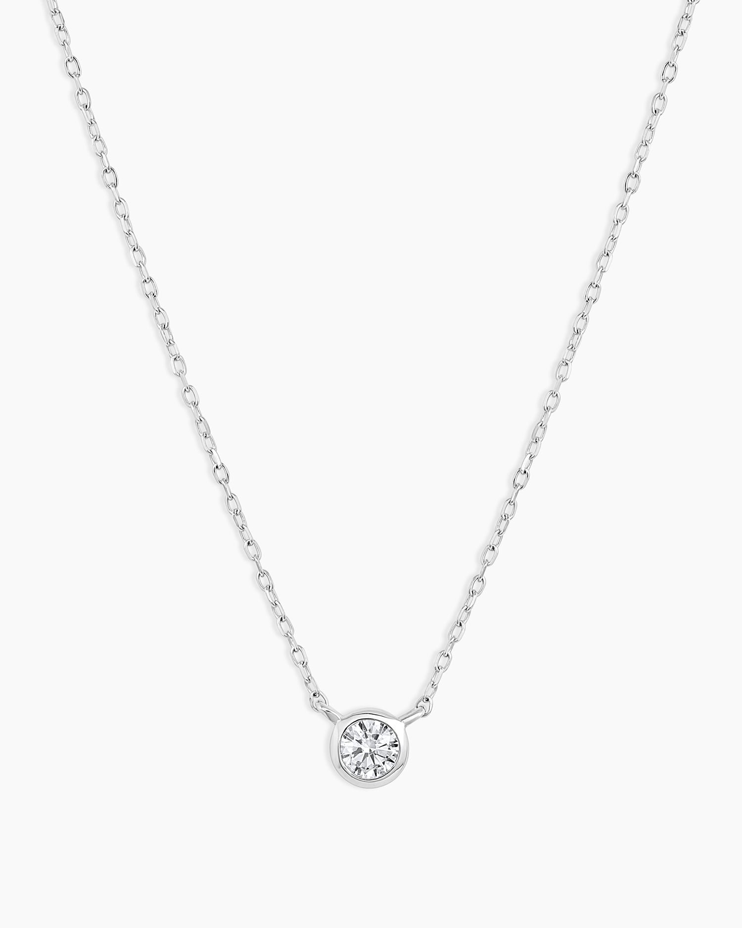 Classic Diamond Necklace || option::14k Solid White Gold