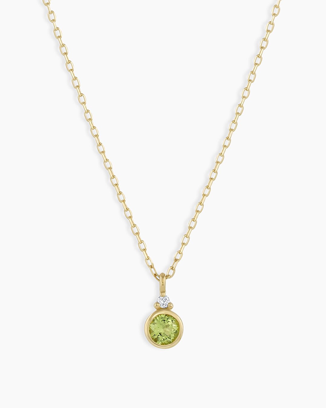 Peridot Birthstone Necklace August Birthstone Necklace   || option::14k Solid Gold, Peridot - August